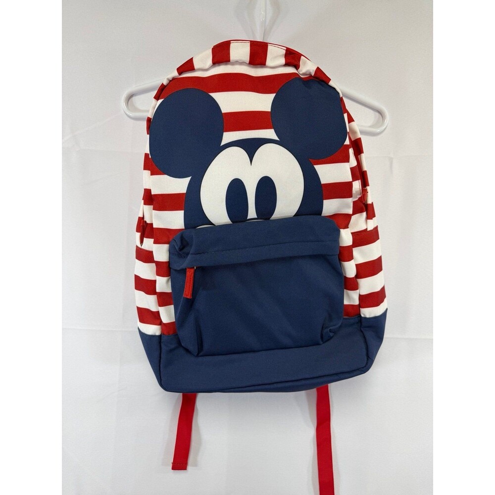 Disney Store Mickey Mouse Americana Striped Backpack Red White Blue